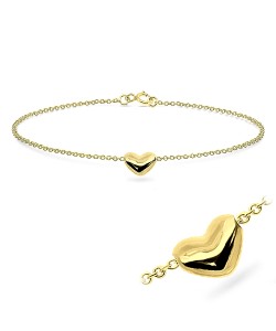 Gold Plated Heart Silver Bracelets BRS-89-GP